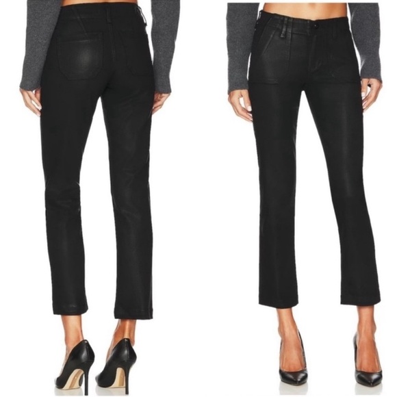 PAIGE Mayslie Straight Ankle Jeans Black Fog Luxe Coating Size 29 - Picture 1 of 13